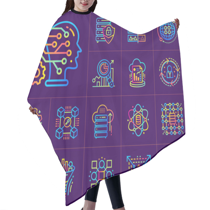 Personality  Linear Icon Set Of Data Science Technology And Machine Learning  Hair Cutting Cape