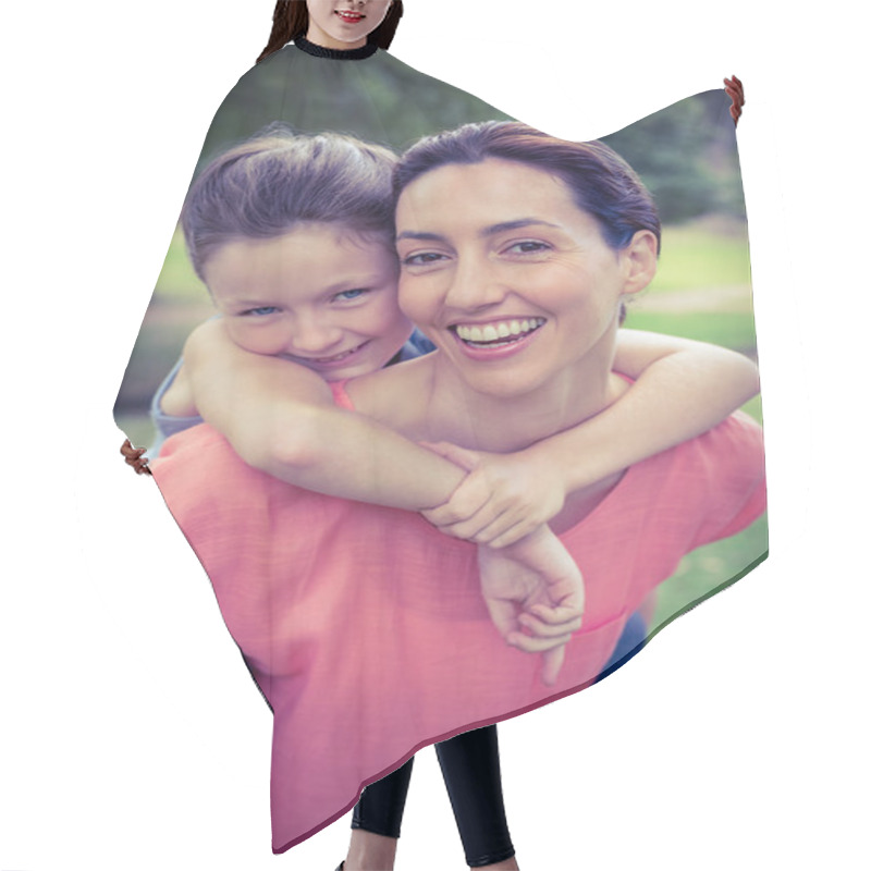 Personality  Mother And Daughter Having Fun In The Park Hair Cutting Cape