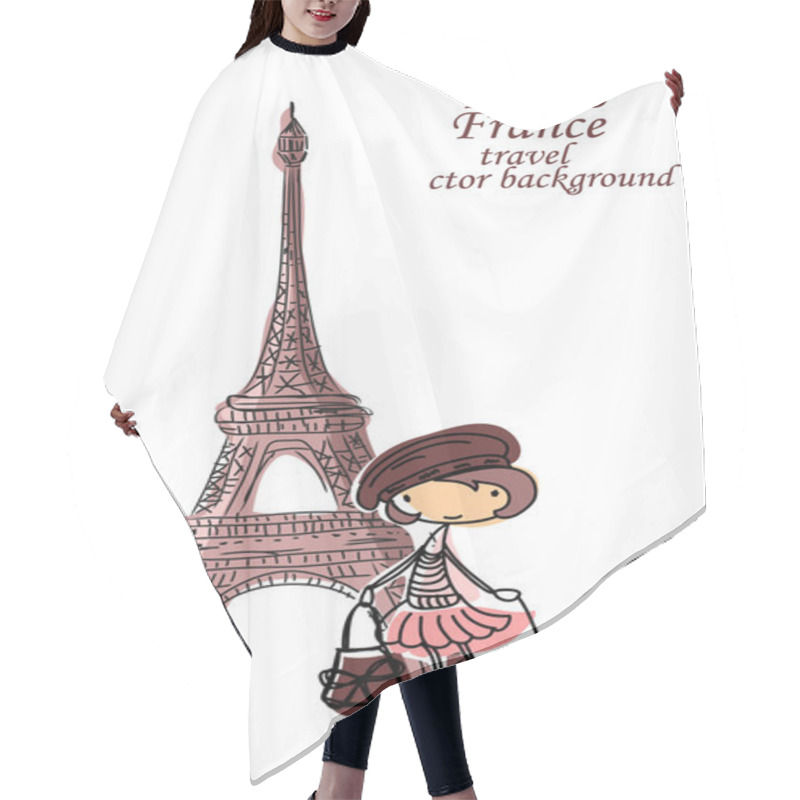 Personality  Fashion Cartoon Girl Travels The World, Vector Background Hair Cutting Cape