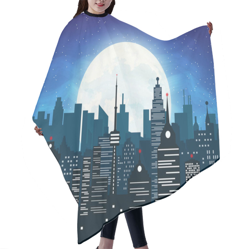 Personality  Silhouette Of The City And Night Sky Hair Cutting Cape