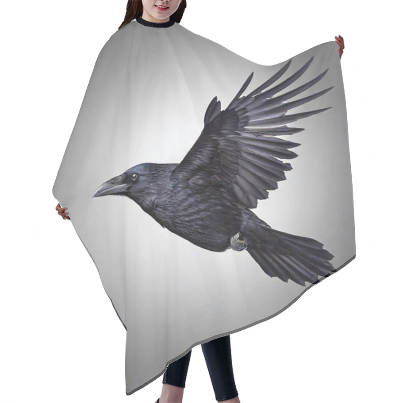 Personality  Black Crow, Bird On White Background Hair Cutting Cape