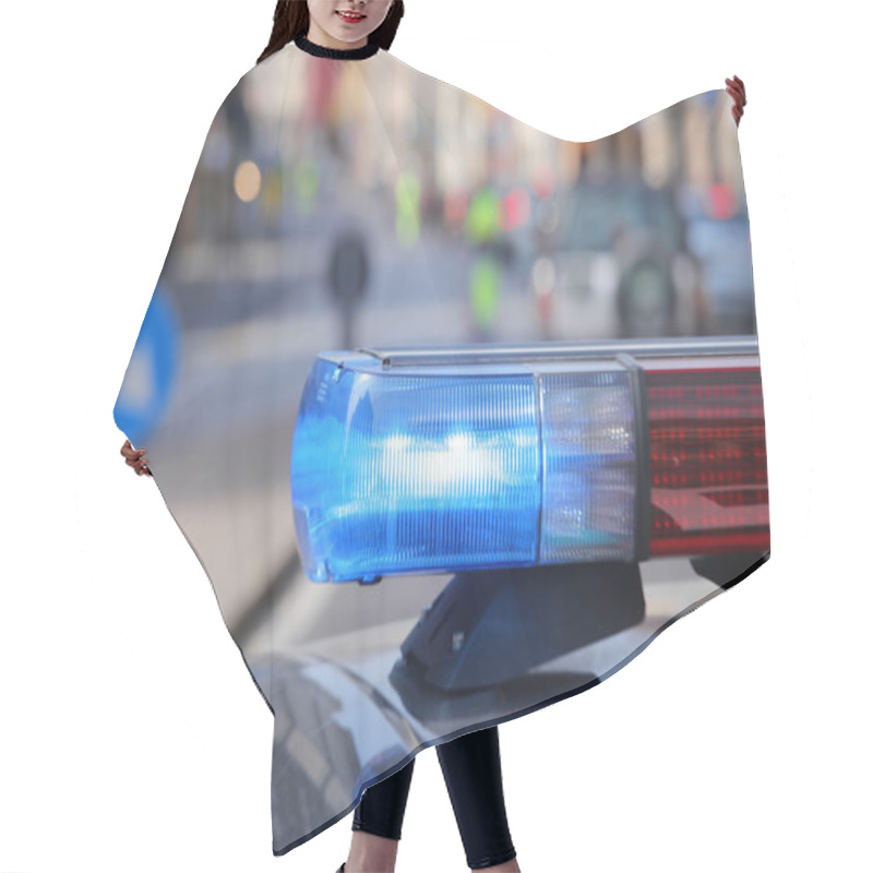 Personality  Blue Flashing Sirens Of Police Car During The Roadblock Hair Cutting Cape