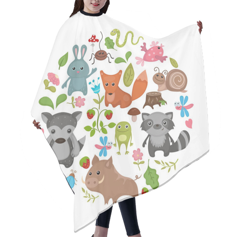 Personality  Forest Animals And Symbols. Hair Cutting Cape