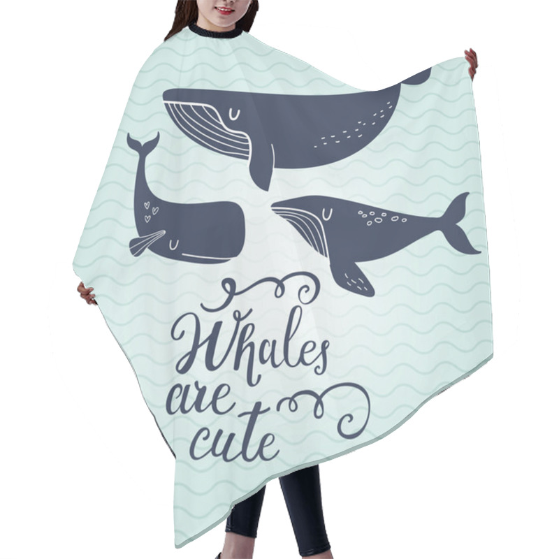 Personality  Cute Cartoon Blue Whales Card Hair Cutting Cape