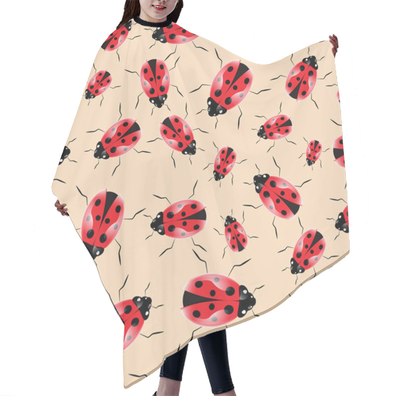 Personality  Vector Ladybugs On A Light Background.Seamless Hair Cutting Cape