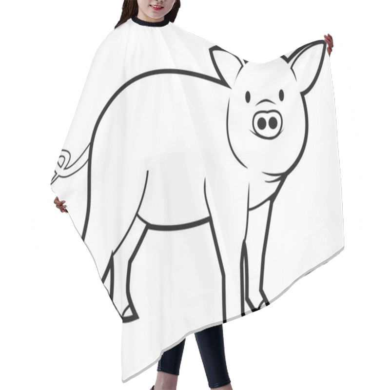 Personality  Vector Illustration Of Pig Hair Cutting Cape