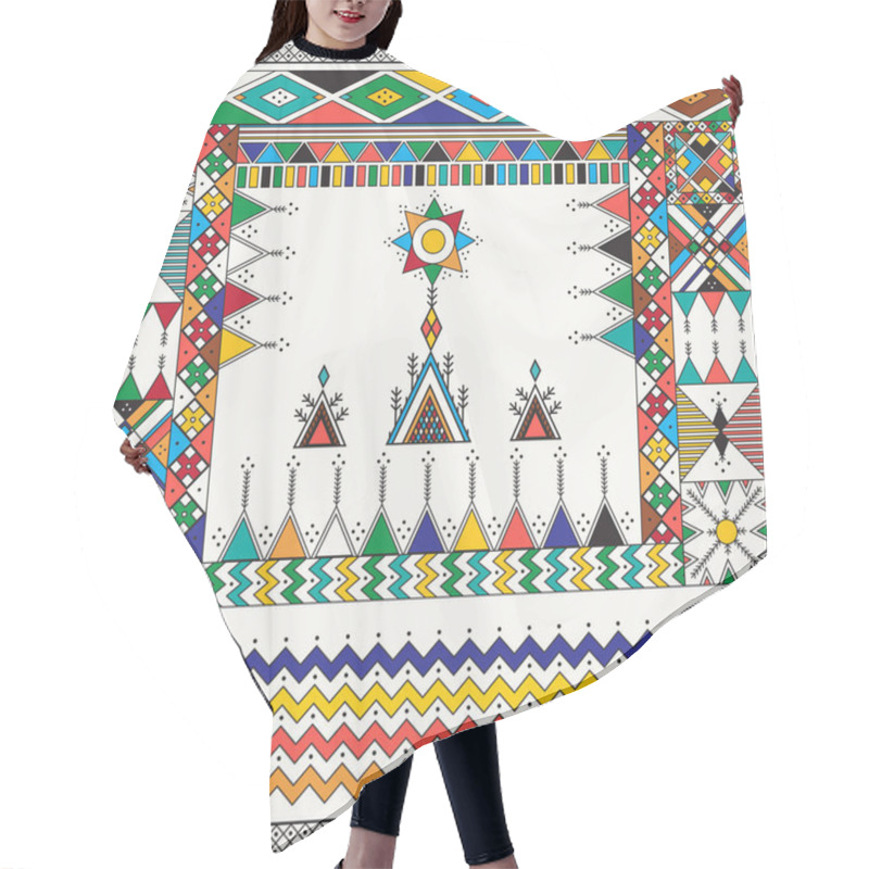 Personality  Decorative Geometric Repeating Pattern Inspired By Al-Qatt Al-Asiri Traditional Paintings Hair Cutting Cape