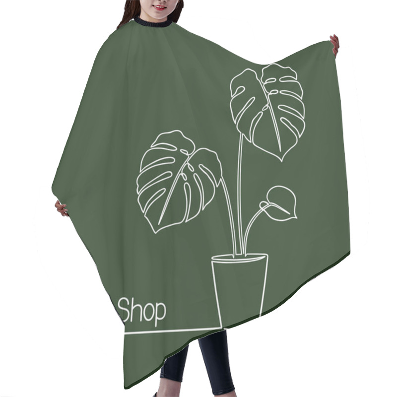 Personality  Monstera Line Art Hair Cutting Cape