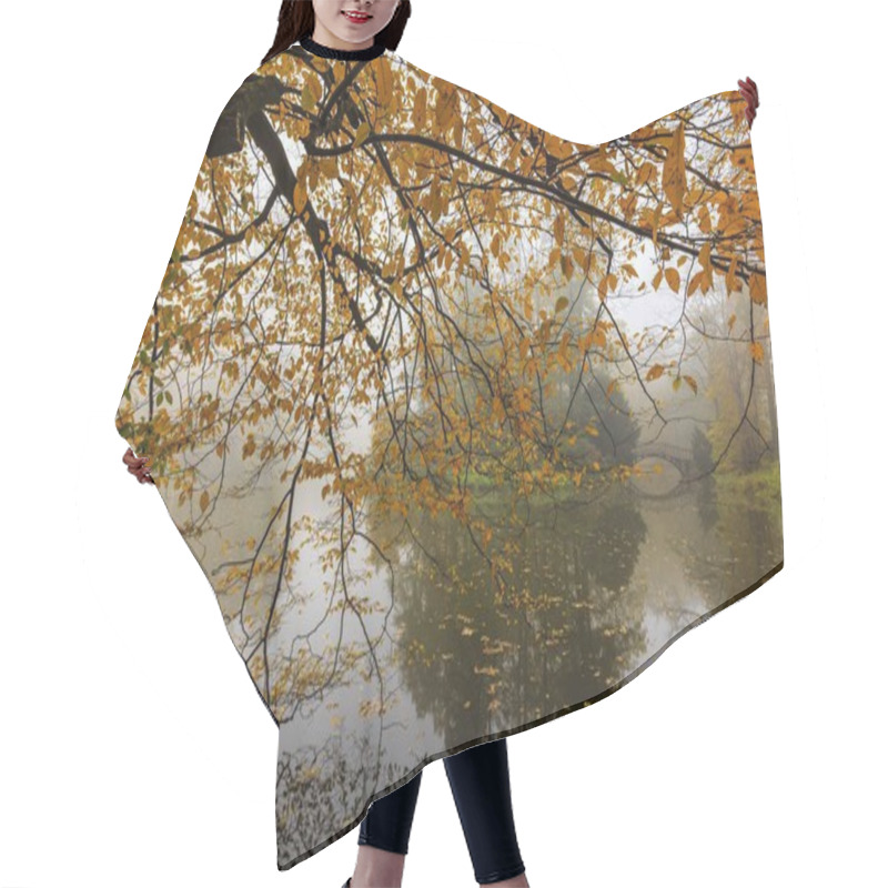 Personality  Scenic View Of Misty Autumn Landscape With Beautiful Old Bridge  Hair Cutting Cape