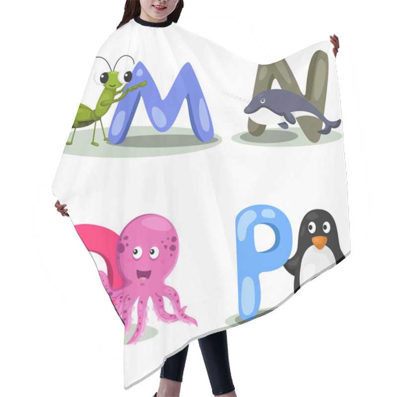 Personality  Illustrator Alphabet Animal LETTER - M,n,o,p Hair Cutting Cape