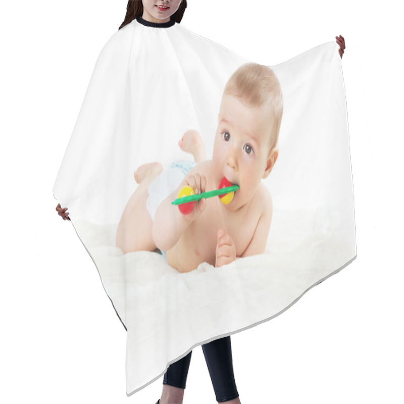 Personality  Baby Holding A Toy Hair Cutting Cape