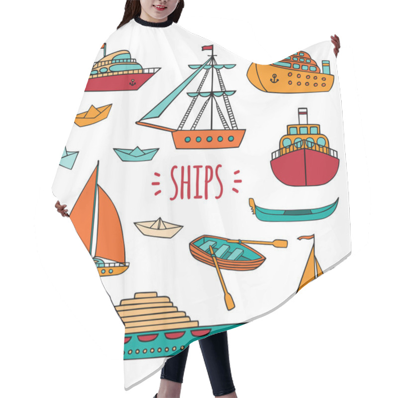 Personality  Large Set Of Marine Vessels. Hair Cutting Cape