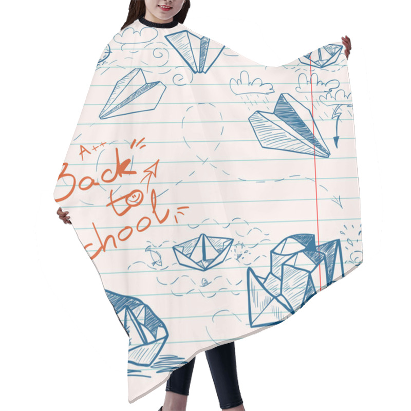 Personality  Hand Drawn Back To School Sketch Hair Cutting Cape