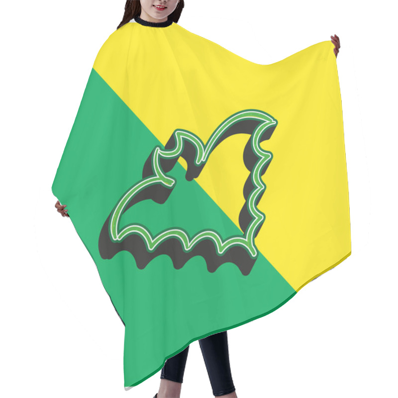 Personality  Bat Outline Green And Yellow Modern 3d Vector Icon Logo Hair Cutting Cape