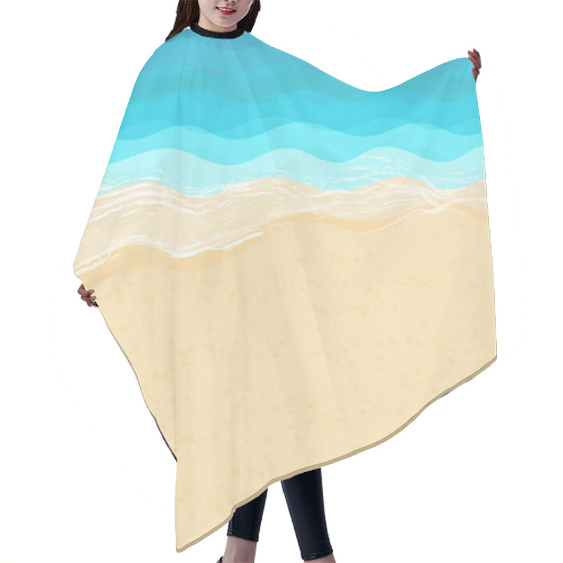 Personality  Marine Background With Sandy Seashore And Sea Hair Cutting Cape