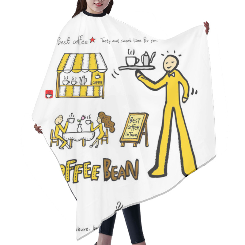 Personality  Cafe Poster / Sketchy Coffee Illustration - Vector Hair Cutting Cape