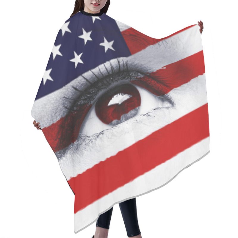 Personality  Usa Flag Eye Hair Cutting Cape