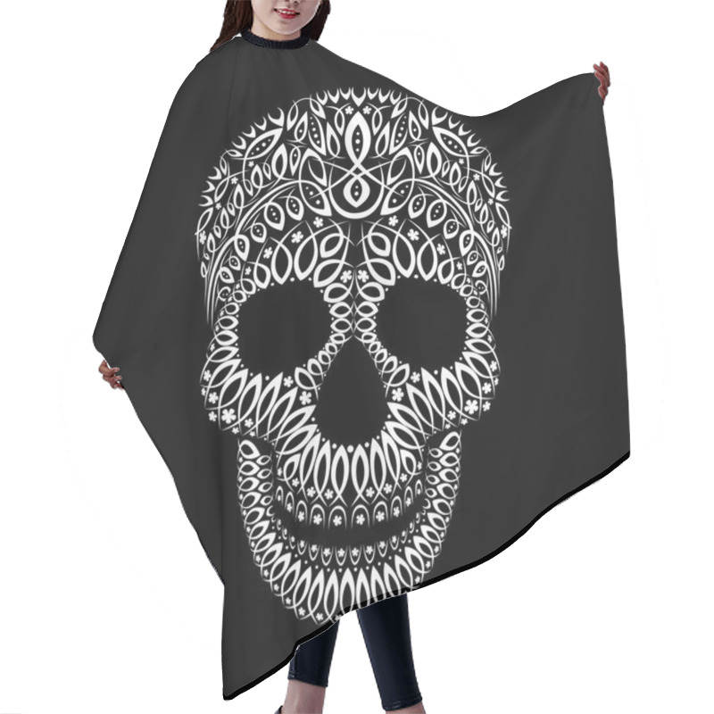 Personality  Ornamental Pattern Skull In Tattoo Style Hair Cutting Cape