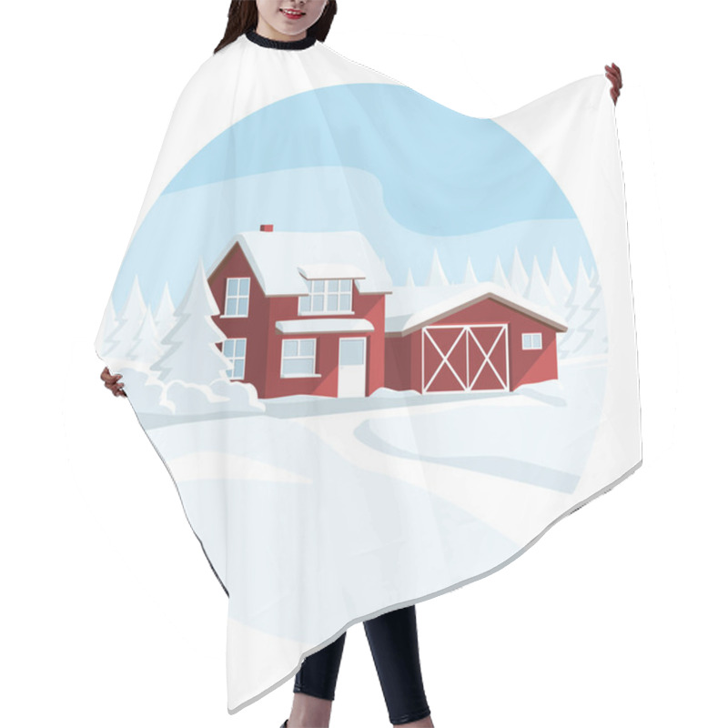 Personality  House In A Snowy Forest. Winter Wonderland. Vector Banner Template Hair Cutting Cape