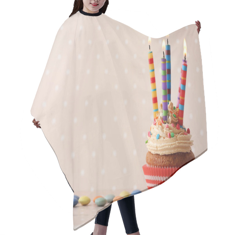 Personality  Birthday Cupcake With Candles Hair Cutting Cape