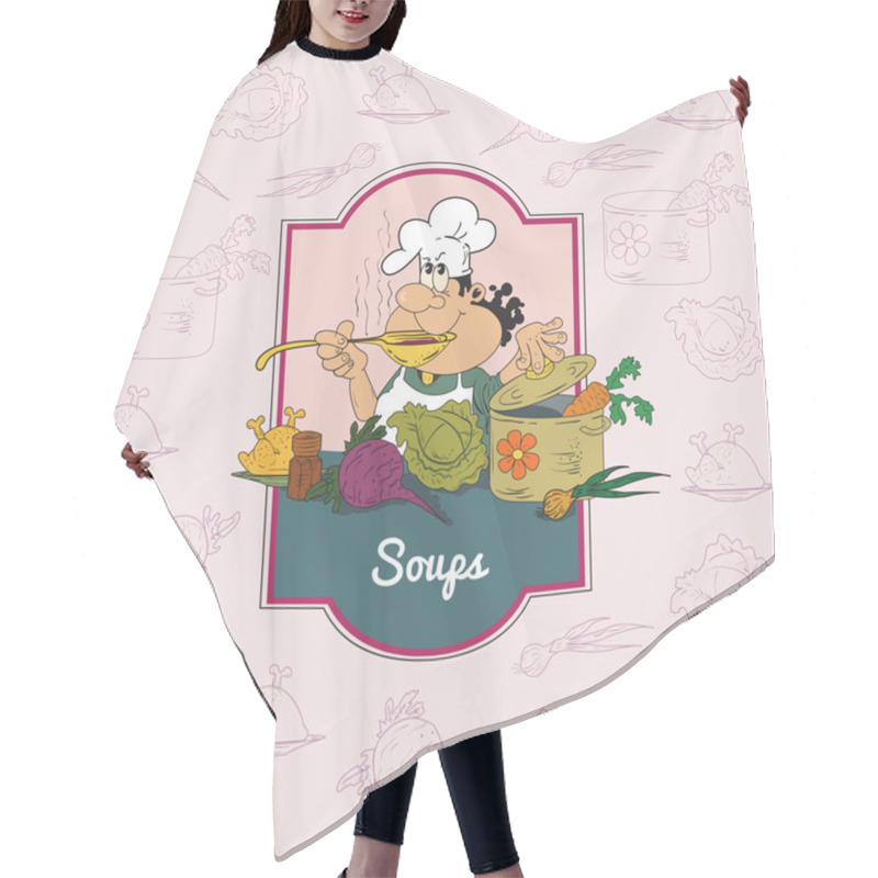 Personality  Illustration Of A Cook Who Prepares Soup Hair Cutting Cape