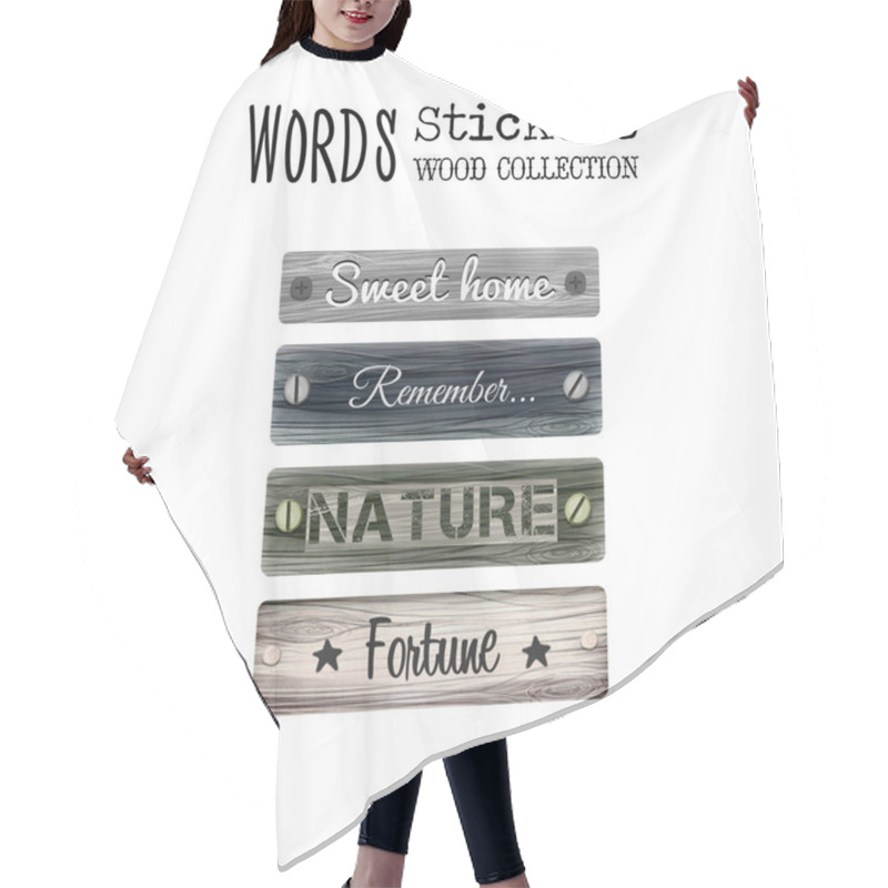 Personality  Wooden Planks With Inscription Hair Cutting Cape