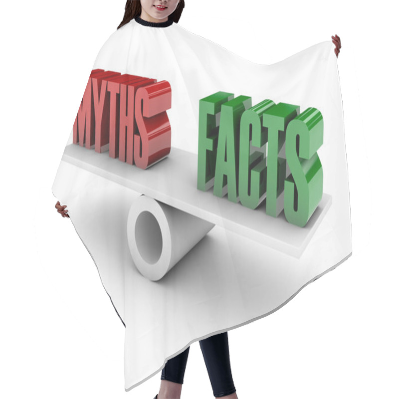 Personality  Myths And Facts Opposition. Concept 3D Illustration. Hair Cutting Cape