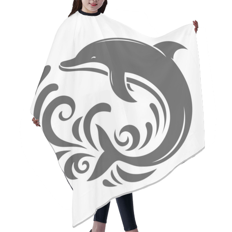 Personality  Elegant Dolphin Silhouette Perfect For Wildlife, Aquatic Life, And Ocean-inspired Graphics. Hair Cutting Cape