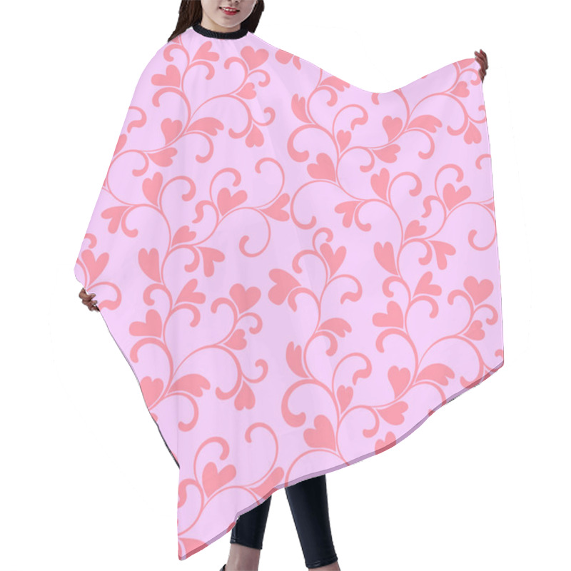 Personality  Seamless Pattern With Swirls And Hearts On A Pink Background Hair Cutting Cape