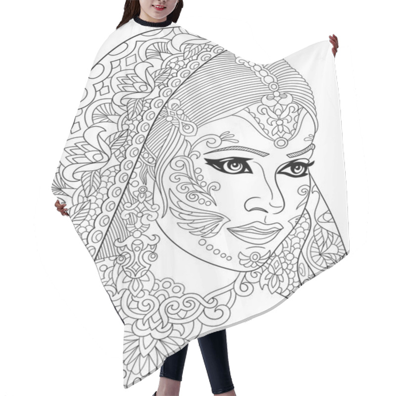 Personality  Zentangle Stylized Indian Woman Hair Cutting Cape