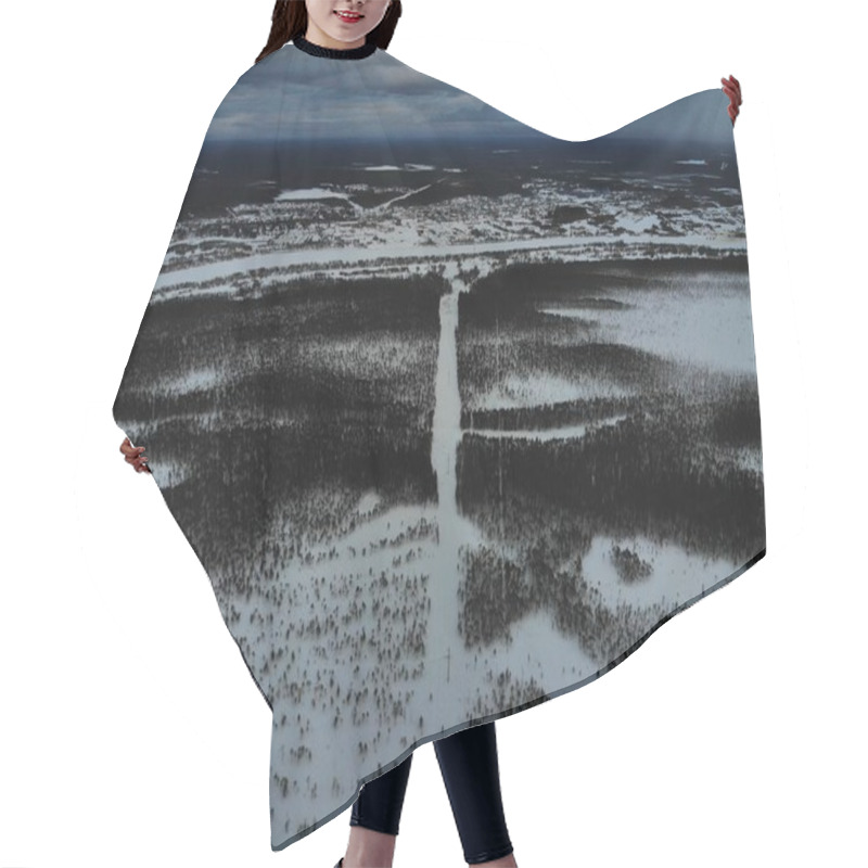 Personality  Forest Swamp In Winter Season Panorama Hair Cutting Cape