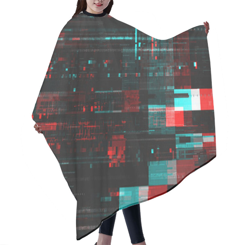 Personality  Video Technology Glitch Background As Wallpaper Or Tech Related Graphic Design Backdrop Element With Glitchy Blocks And Noise Hair Cutting Cape