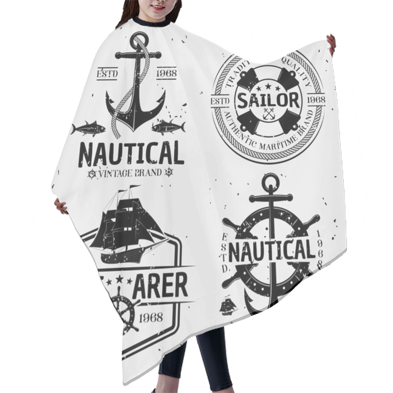 Personality  Nautical Monochrome Logos Hair Cutting Cape