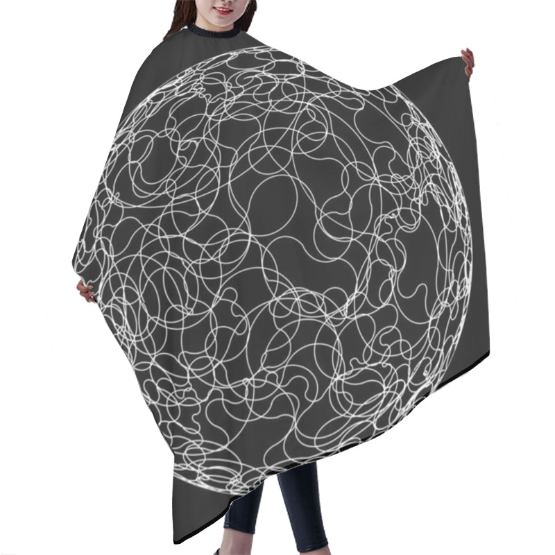 Personality  Vector Winding Black And White Ball Hair Cutting Cape