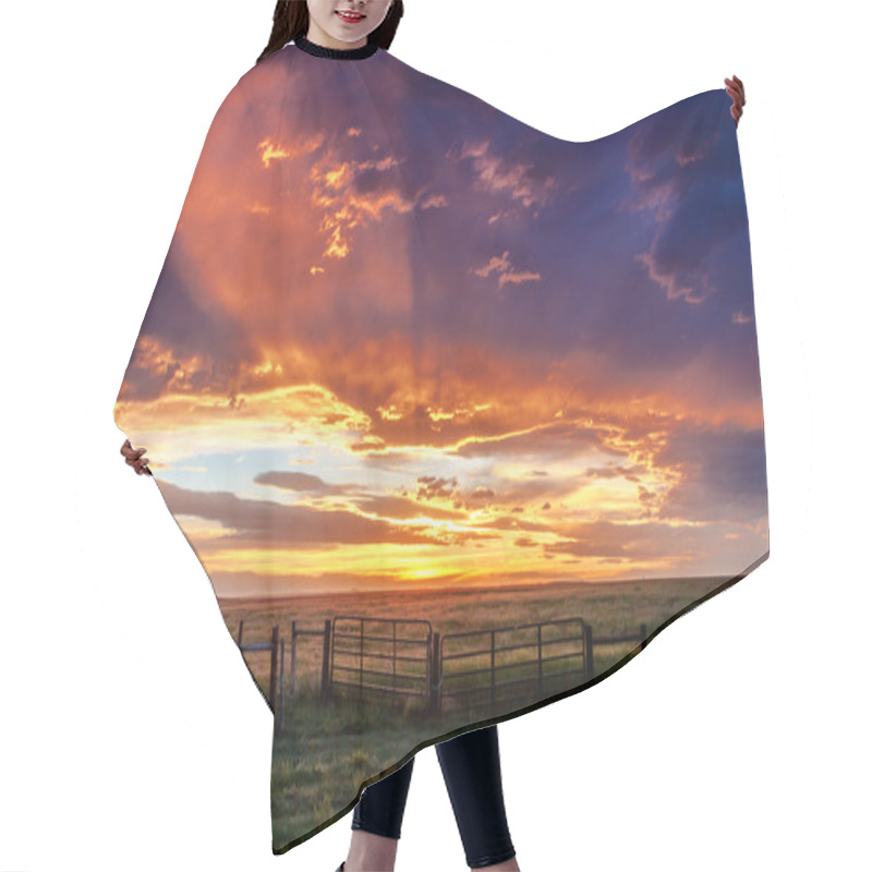 Personality  Dramatic Sunset Over Prairie Hair Cutting Cape