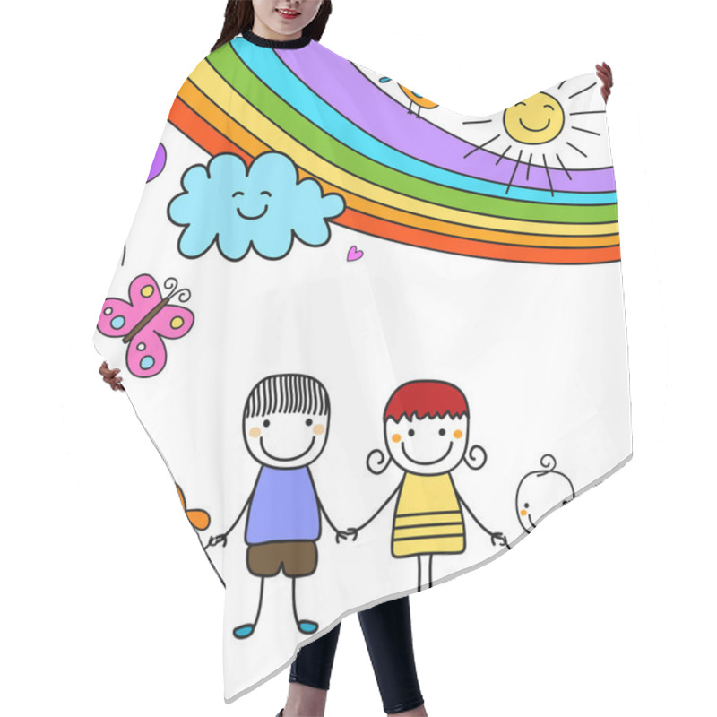 Personality  Happy Family And Rainbow Hair Cutting Cape