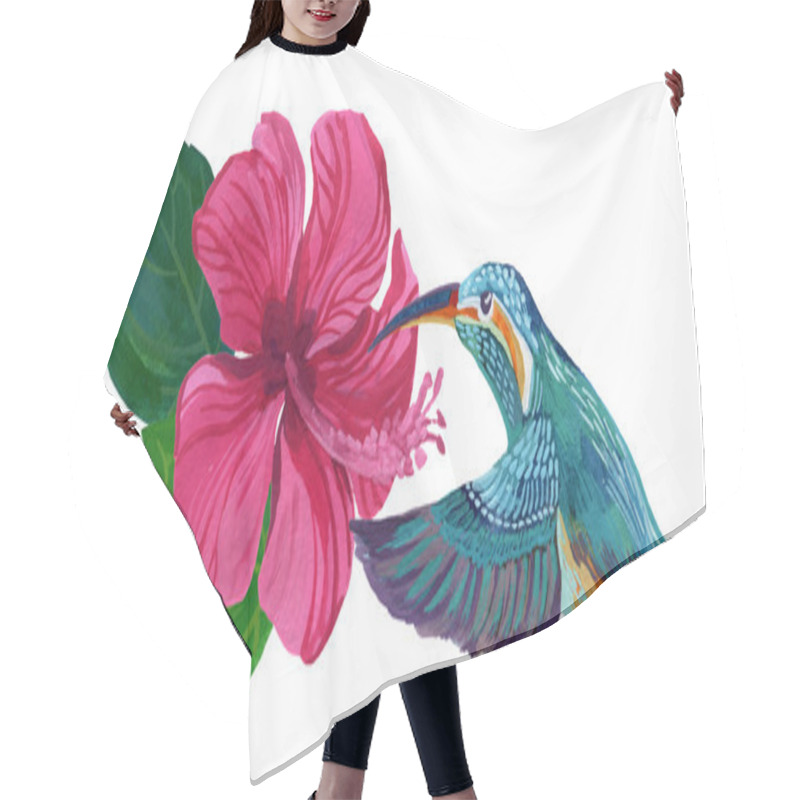 Personality  Hand Painted Hibiscus Flower Hair Cutting Cape