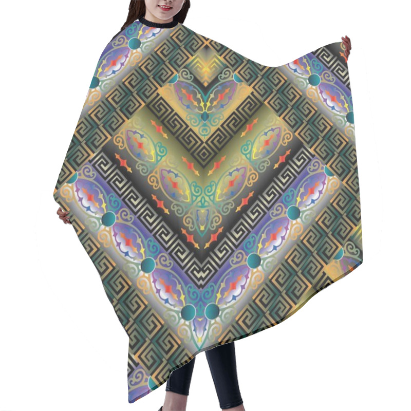 Personality  Modern Geometric Meander Seamless Pattern. Greek Key Hair Cutting Cape