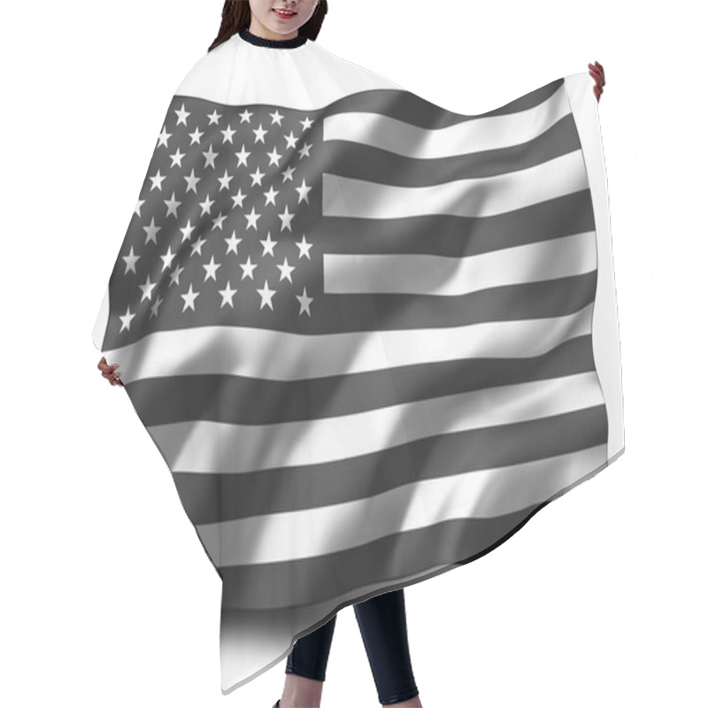 Personality  Black Lives Matter Flag Blowing In The Wind. Striped Black And White USA Flying Flag, Isolated On White Background. 3D Illustration. Hair Cutting Cape