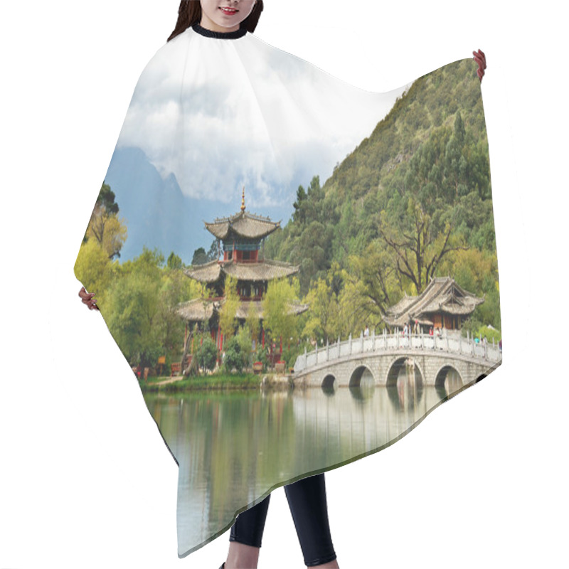 Personality  The Chinese Pagoda And The Bridge Across The Lake Hair Cutting Cape