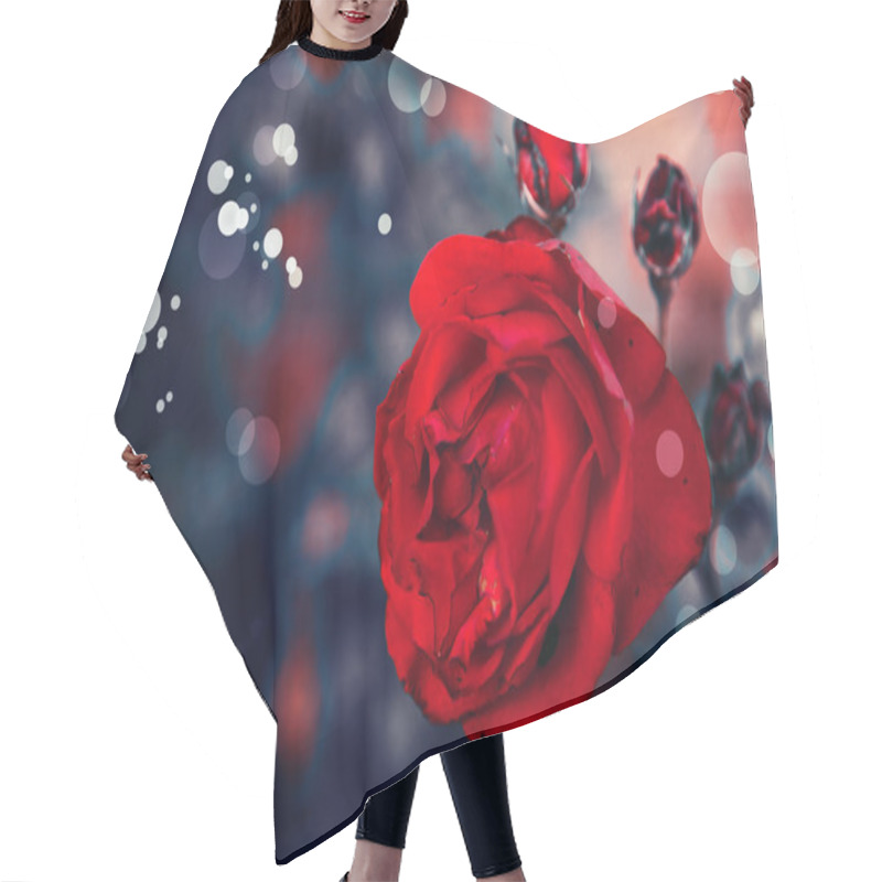 Personality  Red Rose Flower Hair Cutting Cape