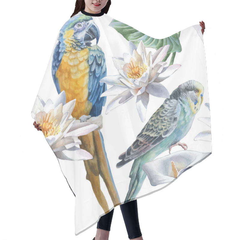 Personality  Seamless Pattern With Flowers And Birds. Hair Cutting Cape