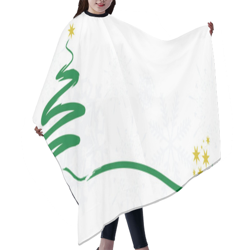 Personality  Christmas Greetings Card With Green Tree Hair Cutting Cape