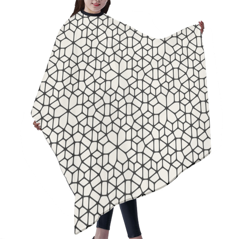 Personality  Vector Seamless Black And White Abstract Geometric Rounded Lace Pavement Pattern Hair Cutting Cape