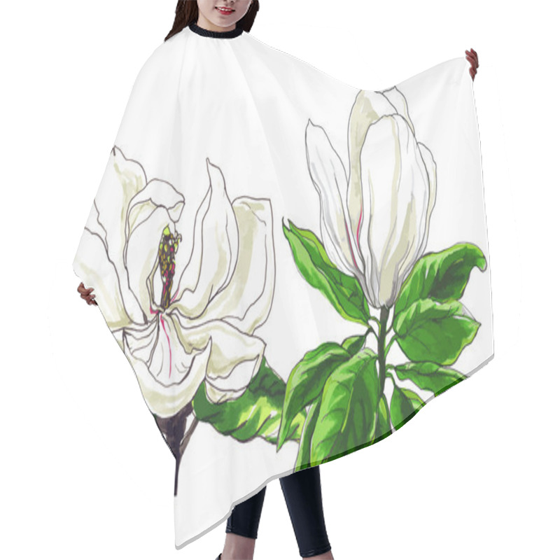 Personality  Magnolia Flower Drawings Hair Cutting Cape