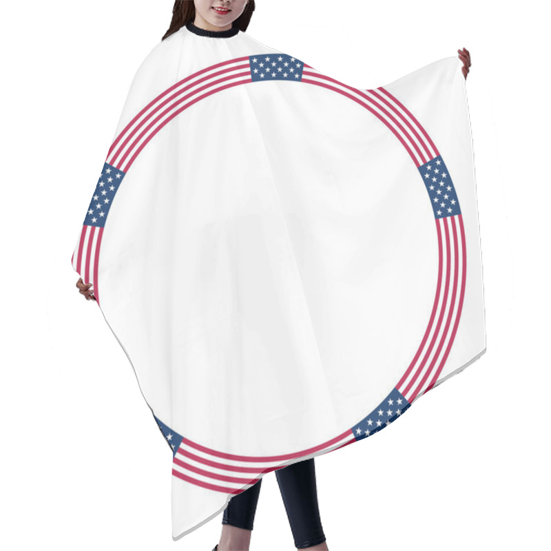 Personality  American Flag Motif, Circle Frame. Circular Border Made With Stars And Stripes Pattern, Based On The National Flag Of United States. White Five Pointed Stars On Blue Ground With Red And White Stripes. Hair Cutting Cape