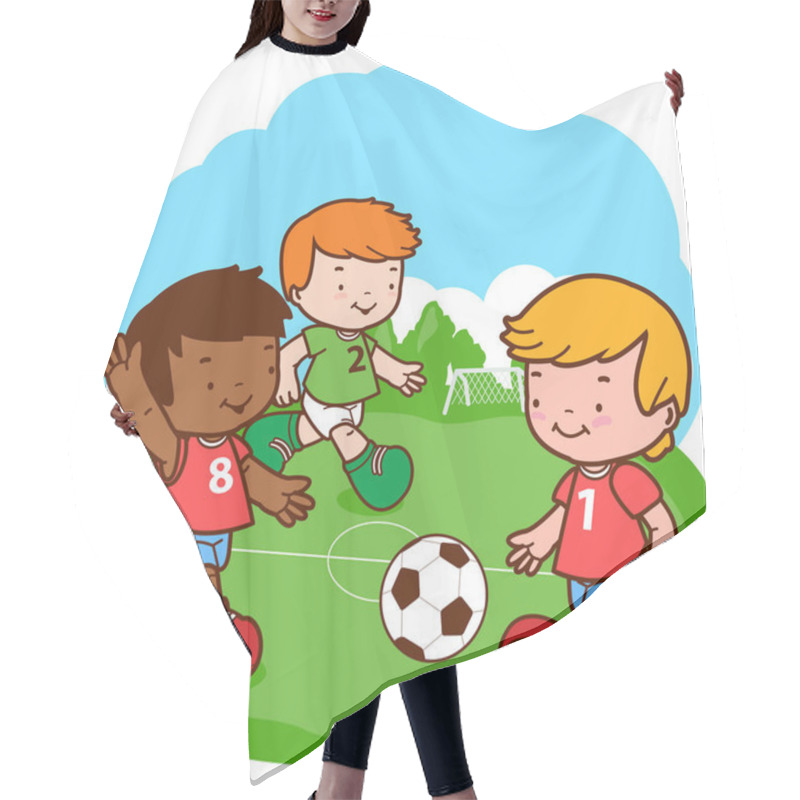 Personality  Children Playing Soccer Hair Cutting Cape