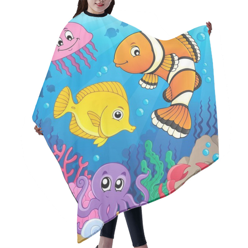 Personality  Coral Fauna Theme Image 9 Hair Cutting Cape