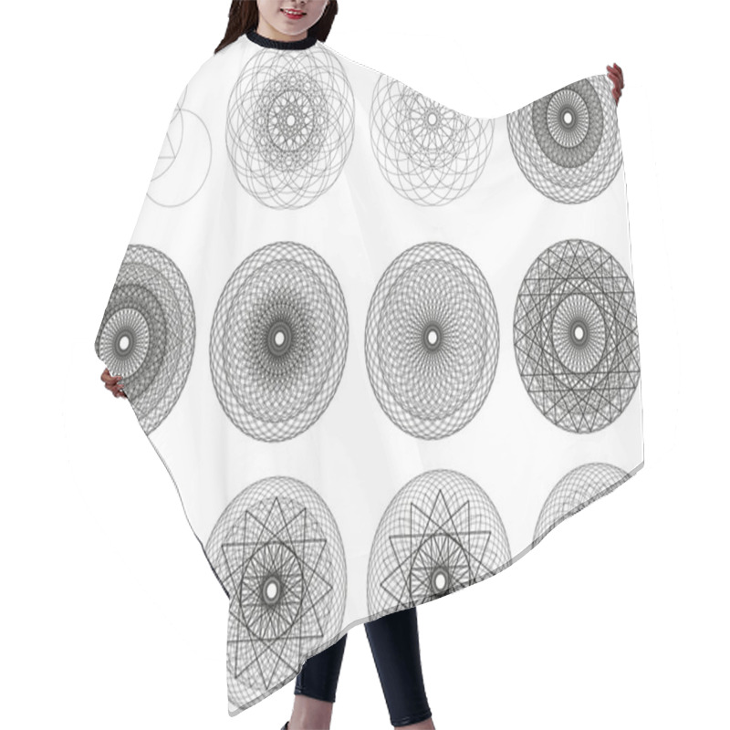 Personality  Black And White Geometric Circular Pattern. Hair Cutting Cape