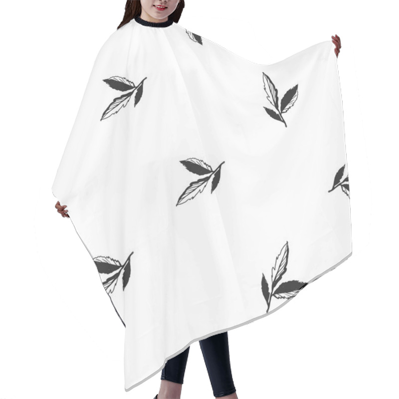 Personality  Sketched Leaves Seamless Pattern Hair Cutting Cape